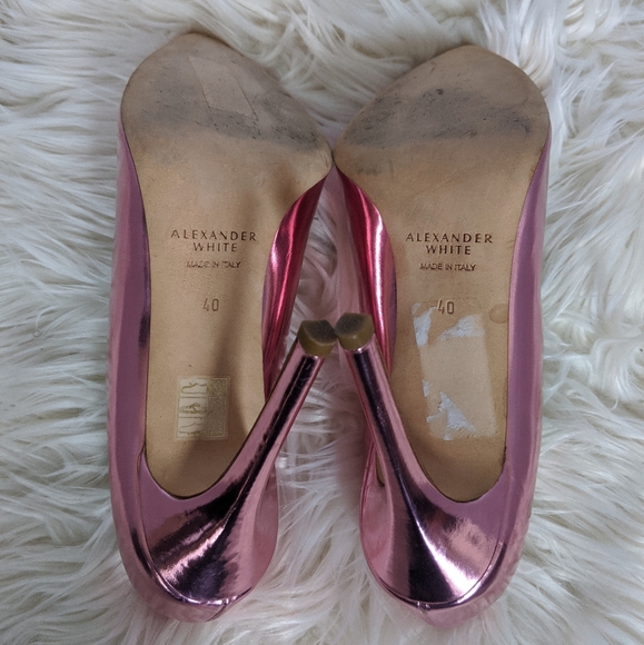 Alexander White Metallic Pink Pumps Size 40 - Picture 5 of 8